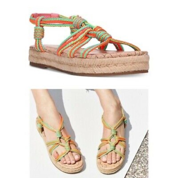 Circus Sam Edelman Neon Athena Bright Colorful Funky Espadrille Rope Sandals 6 - Picture 7 of 7